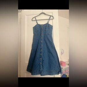 A New Day Denim Blue Button-Down Midi Dress